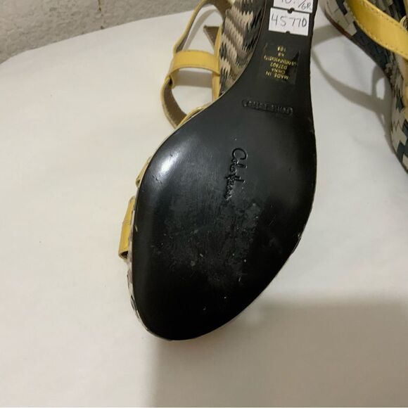 Cole Haan Air Cream Black Leather Platform Wedge Sandals Shoes Women's 10 B - Picture 7 of 13